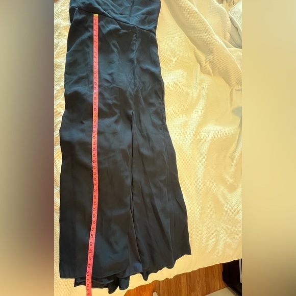 AFTER SIX 6849 Midnight Blue One Shoulder Draped Cowl Neck Maxi Bridesmaid Dress - Picture 13 of 16